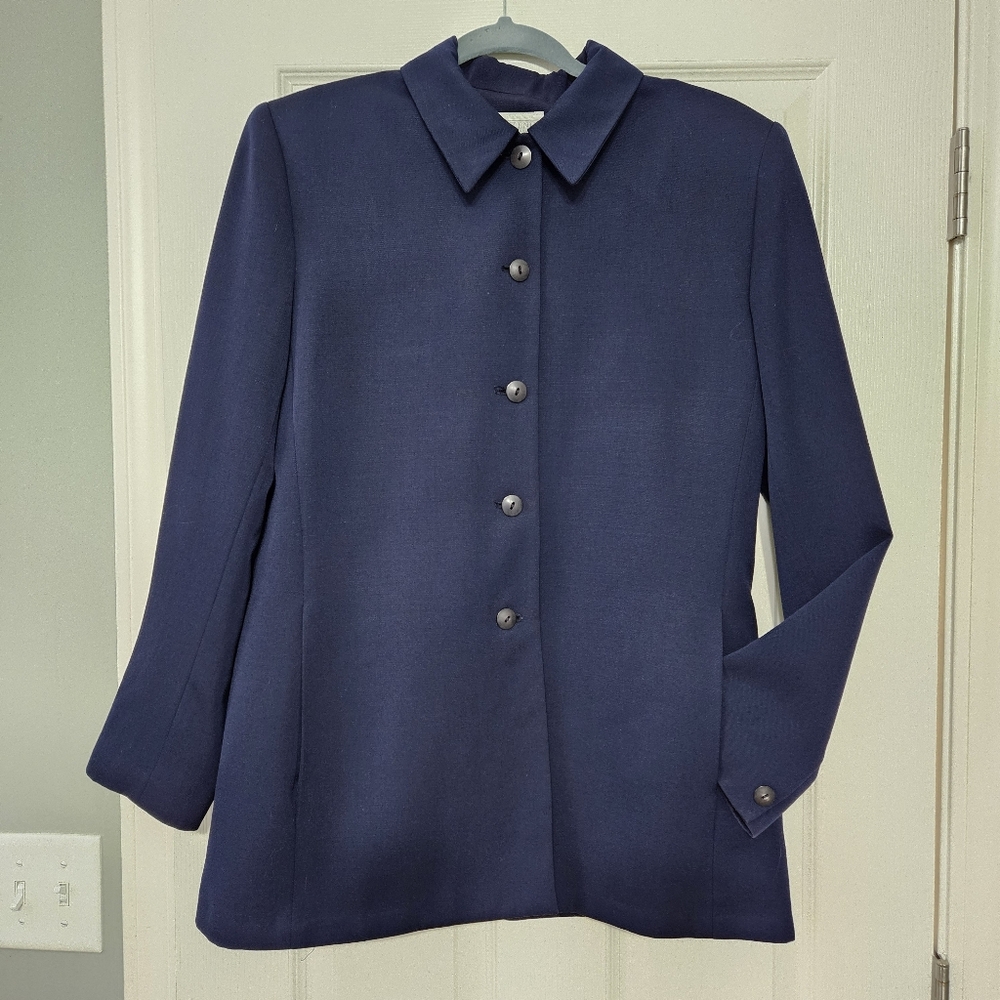 Lands' End Classic Navy Wool Shirt Jacket Blazer